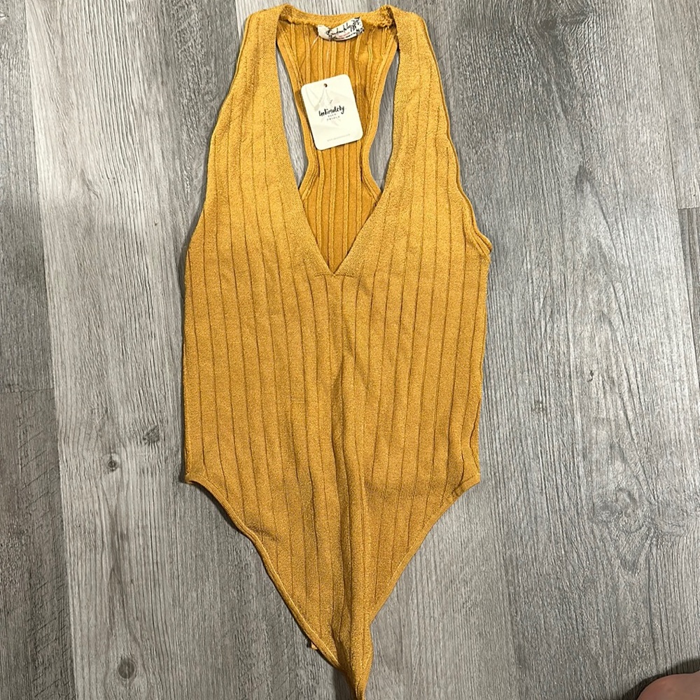Free people mustard yellow bodysuit